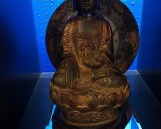 Antique Chinese bronze Buddha on stand