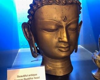 Antique bronze Buddha head