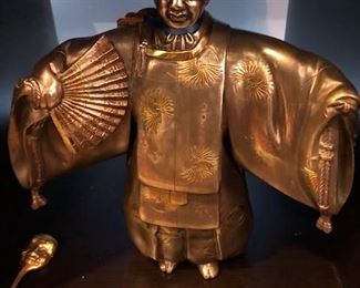 Hand forged Japanese metal and brass figure