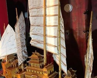 Large handmade Ming style ship. It cost $3000 but it has damage. I will take $500 for it.