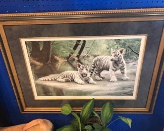 Charles Frace - Partners - White Tiger limited edition (only 3000 available) signed & numbered print of two white tiger cubs by artist. Comes with a certificate of authenticity.