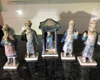 Ming Dynasty six Piece Terracotta Processional Figures & Palanquin Tomb Figure Collection W/Thermoluminecence Report