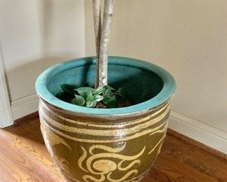 Antique dragon earthenware glazed planter