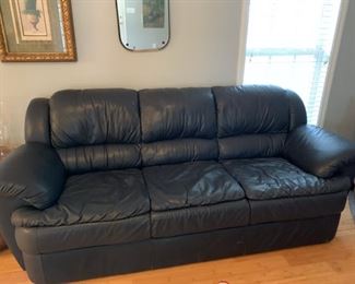 Leather blue sofa $200.  Great condition!!