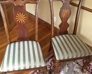 Pair Chippendale Style Inlaid Chairs
