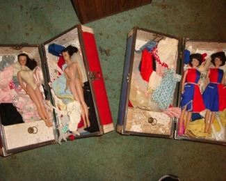 Vintage Barbie Dolls with some hand made clothing outfits.