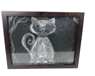 Lot 190
Linoleum Cut Cat Portrait Signed P. Trice
