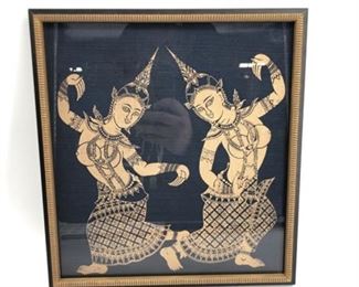 Lot 323
Hindu Courtesans Dancing Block Print on Silk