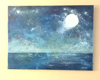 Lot 404
Acrylic Of Moon Over Ocean By Julie Cook