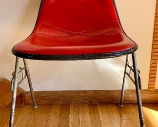 Eames Red Vinyl Fibreglass Shell Chair for Herman Miller