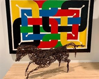 Mid Century Modern Abstract Metal Brutalist Wire Horse Sculpture and more art from Eddy Paye