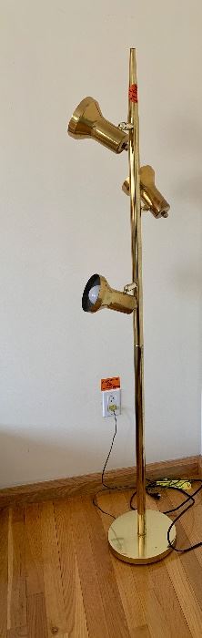 Mid Century Modern 3-Arm Adjustable Brass Bullet Floor Lamp