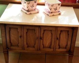 Vintage cabinet with marble top, hardware needs to be added to doors