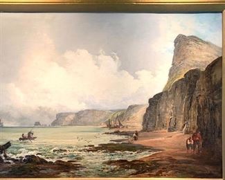 (close up photo of the coastal scene painting)