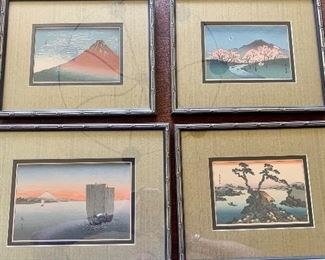 4 antique Japanese woodblock prints