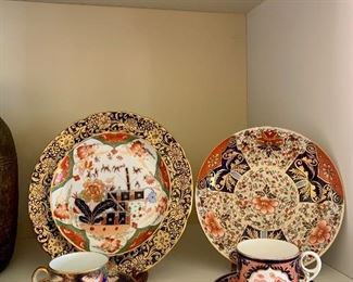 antique porcelain plates & cups/saucers