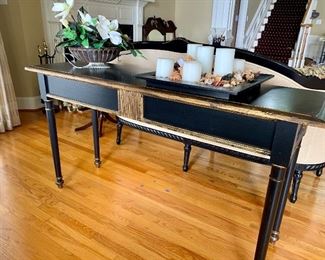 5 ft wide black/gold console table