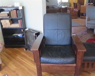 Recliner with Bench, Bookcase, Old Books