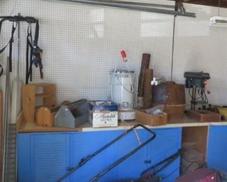 Tools, Backpack Carrier, National Kerosene Heater, Grizzly Industrial Drill