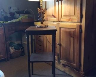 2 Tier Metal Table and Ornate Dragon Lamp