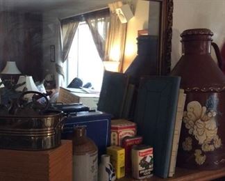 Country Eclectic Folk Art Painted Milk Jug Metal Advertising and More