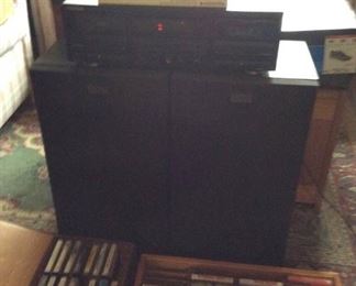 Kenwood Stereo Double Cassette Deck with Speakers and Audio Tapes