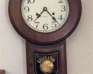 Regulator Clock Painted Blue Milk Canister and Seed Advertising Sign