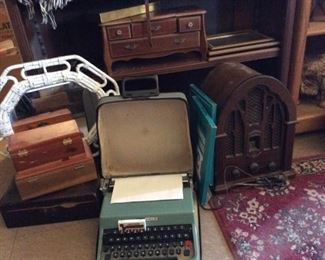 Vintage GE Radio Vintage Typewriter Musical Jewelry Box and More