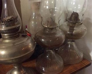 Vintage Kerosene Lamps with Glass