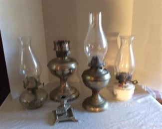 Vintage Kerosene Lanterns and Candlestick Holder