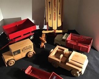 Wooden Trucks and Sled
