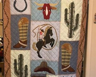 50" x 60" Cowboy Quilted Wall Hanging