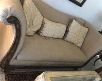 Sleigh sides loveseat sofa