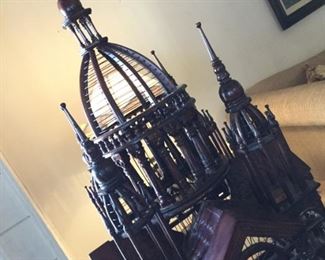 Bird cage extraordinaire on a table stand made for it and comes with it 