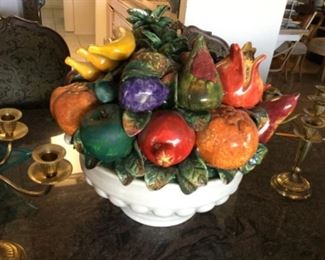 Huge handmade pottery fruit bowl made in Italy 