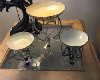 Glass freeform bowls with labels still on