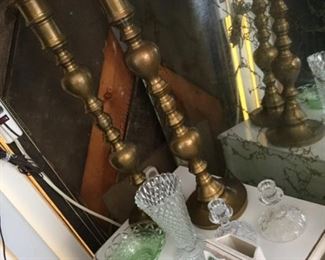 Tall brass candleholders 