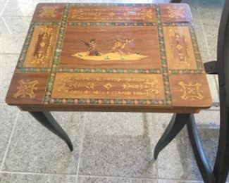 Italian inlaid lift top desk music box needs tlc