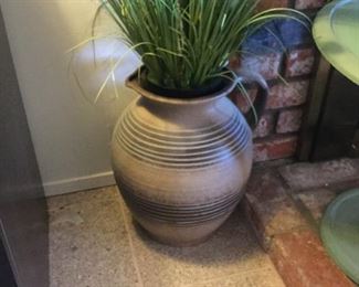 Pottery planter with faux arrangement 