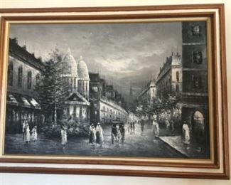Monochrome original painted street scene