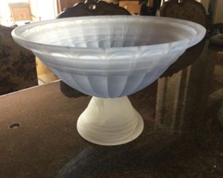 Huge frosted glass footed bowl