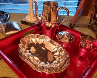 Lovely silver serving pieces, many, many more than pictured.