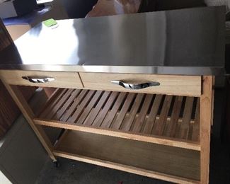 Stainless steel top rolling kitchen cart