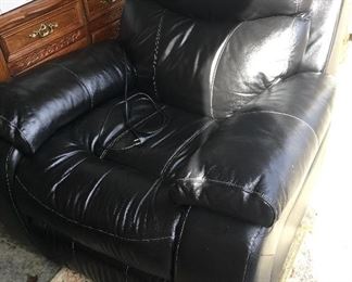Black leather electric recliner