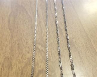 #10 is a 925 silver chain in box style from Italy.  Measures 24" and is priced at $25 obo.  #11 is a 925 silver chain in braid style made in Italy and is priced at $20 obo.  You can call/text 785-580-6698 anytime to set an appt for purchase.  Thank you!! 