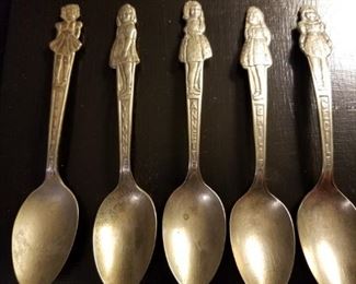 Carlton collectable child spoons.  1st one is Quaker Oats Betty Lou.  The other 4 are the Dionne Quintuplets set.  Yvonne, Annette, Emilie, and Cecile. Each spoon is priced at $10 obo.  You can call/text 785-580-6698 anytime to set an appt to purchase.  Thank you!!
