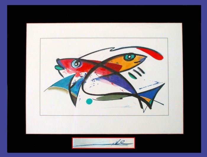 Colorful Stylized Framed Fish Picture