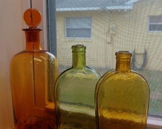 Many Glass Bottles of all sizes, shapes & Colors