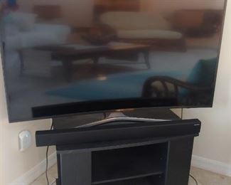 PRE-SOLD!  We pre-sell items over $100 in value! 56" Samsung Curved Screen TV, 2017 & PRE-SOLD Samsung Sound Bar.   (Still available=TV Stand/Cabinet)