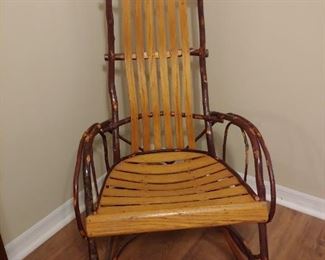 Amish Oak & Hickory Unique Wood Chair-Rocker